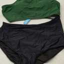 Women's One Piece Swimsuit- One Shoulder Bathing Suit Cutout Tummy Control Swimwear (X-Large, Green and Black)