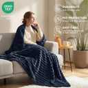HIMEET Navy Blue Ribbed Throw Blanket for Couch - 300GSM Lightweight Soft Fleece Blanket for Women Men, Cozy Blankets for Mothers Gifts, Striped Spring Home Room Decor, Navy Blue, 50x60 Inches