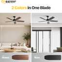 Ensenior 52 inch ceiling fan with light and remote, Noiseless Reversible DC Motor Fandelier Ceiling Fan, 6 Speeds, 3CCT, Black Modern Ceiling Fan for Bedroom and Living Room, 5 Dual-Finish Blades