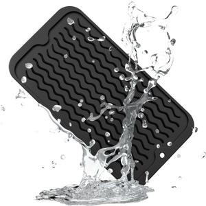 ZLR Silicone Dish Drying Mat for Kitchen Counter, Eco-Friendly Fast Dry Dish Mat, Easy Clean Multi Usage Drying Matt, Heat Resistant Trivet, 6" x 12" Extra Small, Cassava White