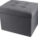 ALASDO Storage Ottoman Footrest Stool Small Ottoman with Storage Foldable Ottomans Foot Rest Footstool Bench for Living Room 17x13x13inches Grey