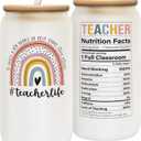 Teacher Appreciation Gift - Thank You for Women, Valentines or Birthday - 16 Oz Can Glass