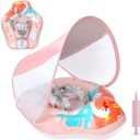 Free Swimming Baby Inflatable Baby Swim Float with Sun Canopy Size Improved Infant Pool Floaties Swimming Pool Toys for The Age of 3-36 Months (Large)