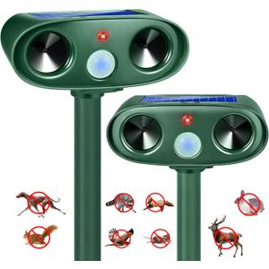 2025 Cat Repellent Outdoor Solar Ultrasonic Animal Repellent Outdoor Solar Animal Repeller with Motion Detection Deer Deterrent Device to Scare Rabbit Fox Bird Squirrel Skunk Dog Raccoon (2PACK)