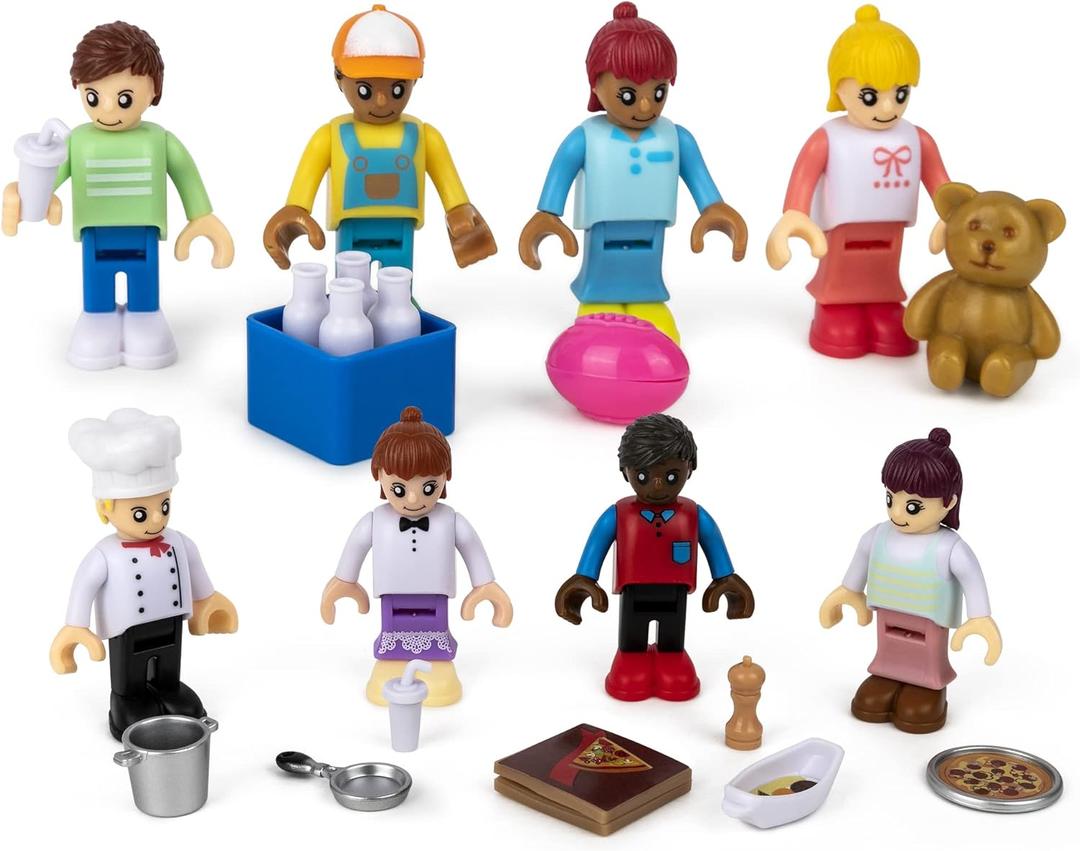 Playkidiz 8 Toy Figures & Playsets, 2 Inch Play Peoples Set, Early Development Family Figurines for Kids, Pretend Play Toys for Children 3+ (23Pcs)