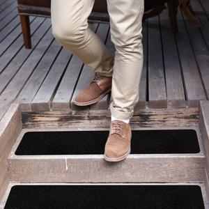 Stair Treads Non-Slip 6 x 30 Outdoor/Indoor (10 Pack)  Black Heavy Duty Anti Slip Pre- Cut Self Adhesive Tape Strips, No Tools Installation
