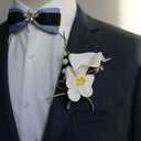 MAFELOE 2 Pieces Corsage and Boutonniere Set, Artificial Calla Lily& Orchid Flowers Accessories Decorations for Wedding Prom Party Celebration Suit- White (W4-X2-LL)