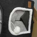 Bedsure Cat Beds for Indoor Cats - Large Cat Cave for Pet Cat House with Fluffy Ball Hanging and Scratch Pad, Foldable Cat Hideaway, 16.5x16.5x13 inches, Black