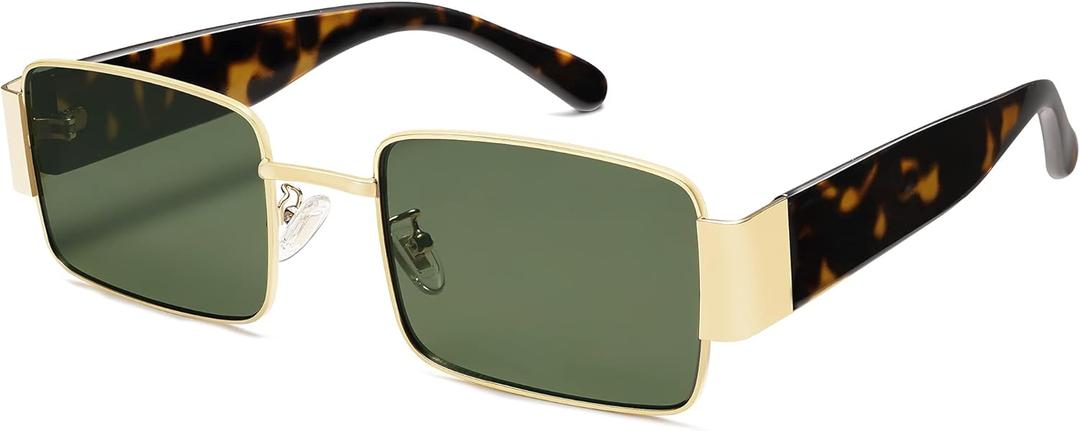 SOJOS Retro Fashion Rectangle Sunglasses Womens Mens Vintage Trendy Square Shades SJ1162 (Gold/Green)