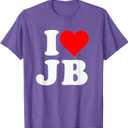 I Love JB Heart Gift T-Shirt, L, 2PACK