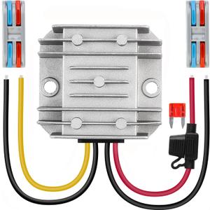 DC 12V Step Up to 24V 3A 72W Voltage Booster Converter DC Power Converter with Fuse & Connectors Waterproof Module Transformer for Golf Cart Club Car