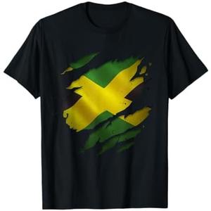 Proud Jamaican Apparel for Men Women Ripped Jamaica Flag T-Shirt S