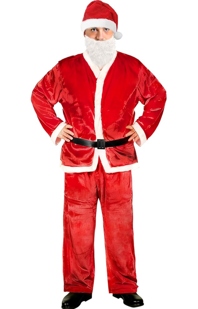 Santa Claus Costume, Cost-effective 5pcs Santa Suit, Large Santa Costume for Men