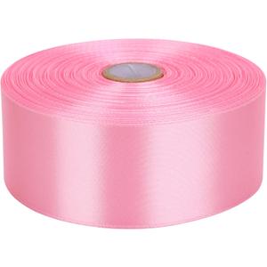 1-1/2 inch Pink Satin Ribbon 50 Yards Solid Fabric Ribbons Roll for Wedding Invitations, Bridal Bouquets, Sewing, Party Decorations, Gift Wrapping and More