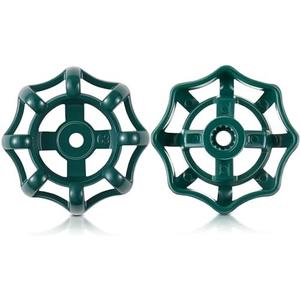 Dreyoo 2 Pack Outdoor Faucet Handles, 12 Point Broach 0.43" Round Stem Hole Faucet Handle Compatible with LASCO 01-5105, Round Wheel Handle Fits Most 3/8" Shaft Sillcock Valve Stems (Green)