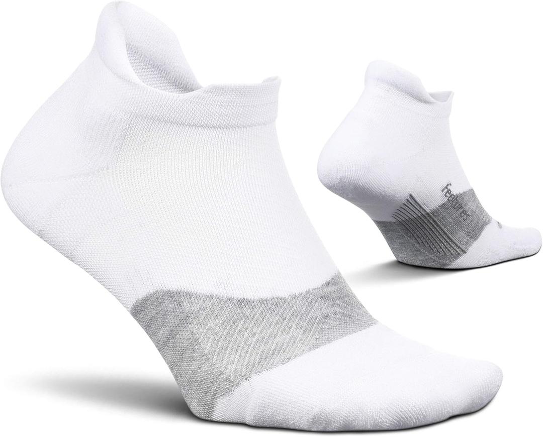 Feetures Elite Golf Max Cushion Tab Ankle Socks - Sport Sock with Targeted Compression - (1 Pair) (Large, White)
