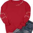 Christmas Sweatshirt Women Christmas Light Sweatshirts Merry And Bright Xmas Long Sleeve Shirts Crewneck Pullover Tops (Red, XL)