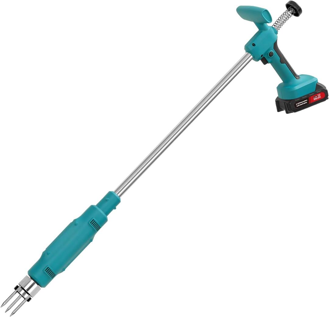 21V Electric Weed Puller Tool, Stand Up Heavy Duty Weed Puller w/3000mAh Battery*2, Root Weeder for Lawn/Yard