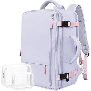 Travel Backpack for Women, Airline Approved Carry On Luggage As Personal Items, 17.3 inch Laptop School Backpack, Waterproof Weekender Bag, Hiking Backpack(Purple) (X-Large)