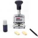 Self Inking Number Stamp Yipgou 5 Digits Automatic Numbering Machine Metal Number Stamps Kit Home Office School Desktop Stationery for Numbering Consecutive, Duplicate with Digit Pen and Ink Pad