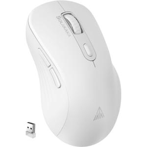 SOLAKAKA SM66 White Silent Wireless Mouse, Dual Mode(BT/2.4G) Computer Mouse for Laptop/PC/Mac