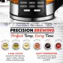 Gourmia Electric Glass Kettle 1.7L Programmable Tea & Coffee Brewer with Digital Touch Display, 6 Presets, Removable Stainless Steel Infuser, Cordless with 360 Swivel Base, Black