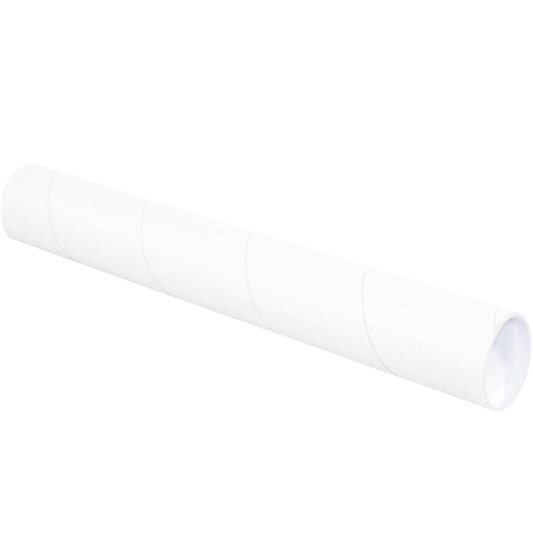 Tape Logic TLP3020W Mailing Tubes with Caps, 3" x 20", White (Pack of 24)