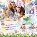 Wiwiqing 24 Set Easter Mini Animal Plush Toy Set with Bunny Sticky Hands Egg Cards Mesh Bags Small Stuffed Animal Bulk with Easter Eggs for Party Favors Basket Stuffers Classroom Prize