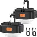 Rechargeable Camping Lights FLY2SKY 2Pcs Black Tent Lights Mini Flashlight Portable LED Camping Lantern Survival Gear Camping Accessories for Hiking Backpacking Fishing Hurricane Emergency Outage