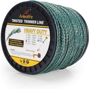 A ANLEOLIFE 5-Pound Heavy Duty Twisted .155-inch-by-759-ft Dual Core String Spiral Trimmer Line Donut,with Built-in Line Cutter