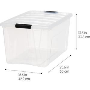 IRIS USA 2-Pack Storage Bins with Lids, 72 Quart, Made in USA Stackable See-Through Organizing Solution Latches Durable Nestable Containers Secure Pull Handle, BPA-Free Plastic