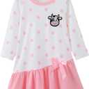 Baby Girl Fall Clothes: Soft Long Sleeve Bow Tie Print Outfits Casual Birthday Party Clothing for 6Months-3T (Pink)