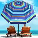 Beach Umbrellas, 8.5FT Beach Umbrella,Height Adjustable Tilt Iron Pole Portable Beach Umbrella with Carrying Bag