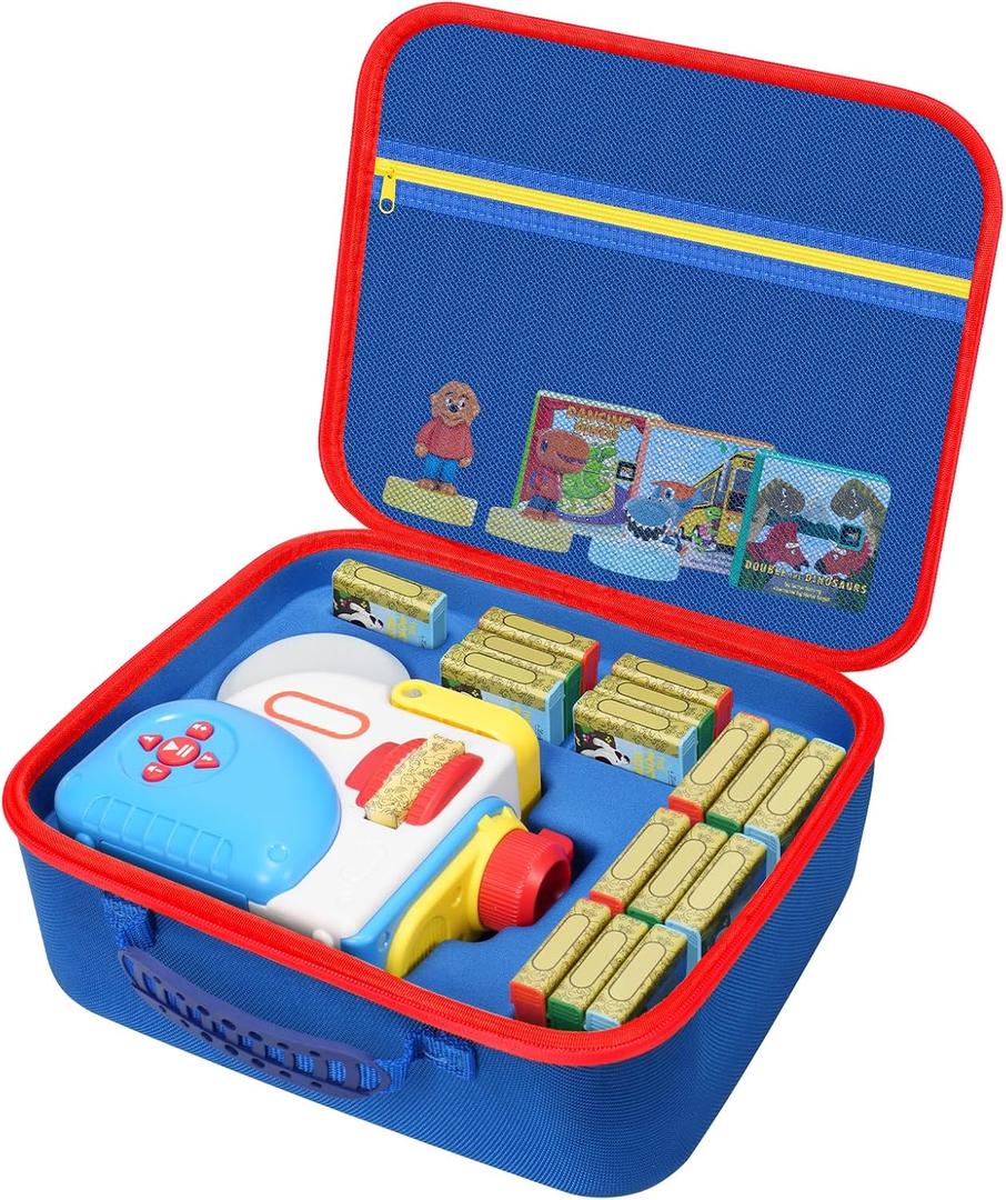 Case Compatible with Little Tikes Story Dream Machine Starter Set, Toys Storage Bag Designed to Organize Storybooks, Audio Player, and Littles Character Collection, Blue&Red (CASE ONLY)