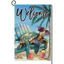 BLKWHT Summer Beach Sea Turtle House Flag 28x40 Vertical Double Sided Blue Welcome Ocean Holiday Outside Decorations Burlap Yard Flag BW814-40
