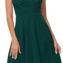 GRACE KARIN Women's Sleeveless Wrap V-Neck A-line Bridesmaid Cocktail Party Dress (Medium, Deep Green)