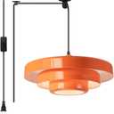 Plug in Pendant Light Fixtures, Plug in Chandelier Mid Century Modern Hanging Lamp with Pulley Nordic Style Pendant Lamp Metal Shade On/Off Switch Hanging Light for Living Room Dining Bedroom Kitchen