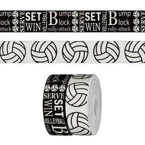 2 Rolls 5 Yards Sports Volleyball Ribbon for Crafting Sewing, 7/8 Inch Black White Grosgrain Ribbons for Gift Wrapping, Track Field Balls Ribbons for Hair Bow Cheerleader Accessories