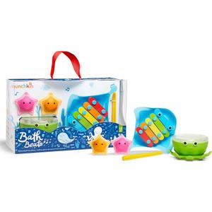 Munchkin Bath Beats Bath Toy, Musical Set Includes Xylophone, Bath Drum & Shakers, Fun for Babies, Toddlers and Kids (5 Piece Set)