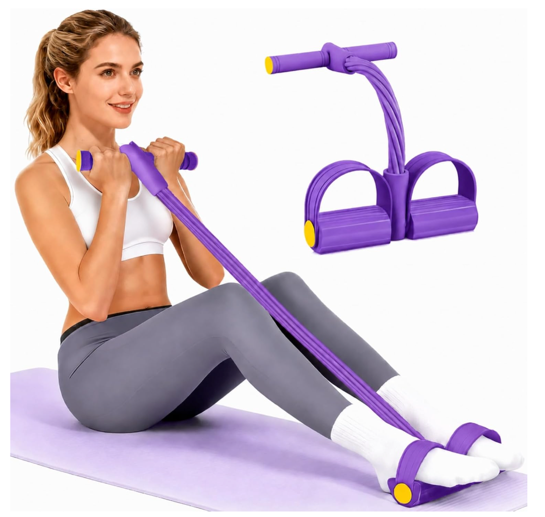 Pedal Resistance Bands with Handles for Women, 6Tube Durable Pedal Exerciser for Home & Office Workout, Natural Rubber Resistance Band for Full Body Toning, Training Abdomen, Waist, Arms & Legs
