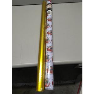 Pack Of 2 LaRibbons Christmas Wrapping Paper Jumbo Roll with Red Pom Pom, Classic Sled Design Gift Wrap Set for Christmas, Holiday, Party Celebration, 30 Inch X 40 Feet (100, 80 sq. ft. ttl.)