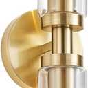 2-Light Brushed Brass Gold Bathroom Light Fixtures Over Mirror Modern Vanity Light Wall Lighting with Clear Glass Shade for Bathroom, Bedroom, Hallway, Cabinet