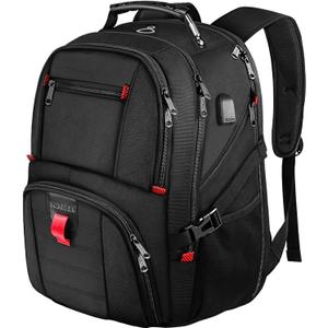 YOREPEK Travel Backpack, Extra Large 50L Laptop Backpacks for Men Women, Water Resistant College Backpacks Airline Approved Business Work Bag with USB Charging Port Fits 17 Inch Computer, Black