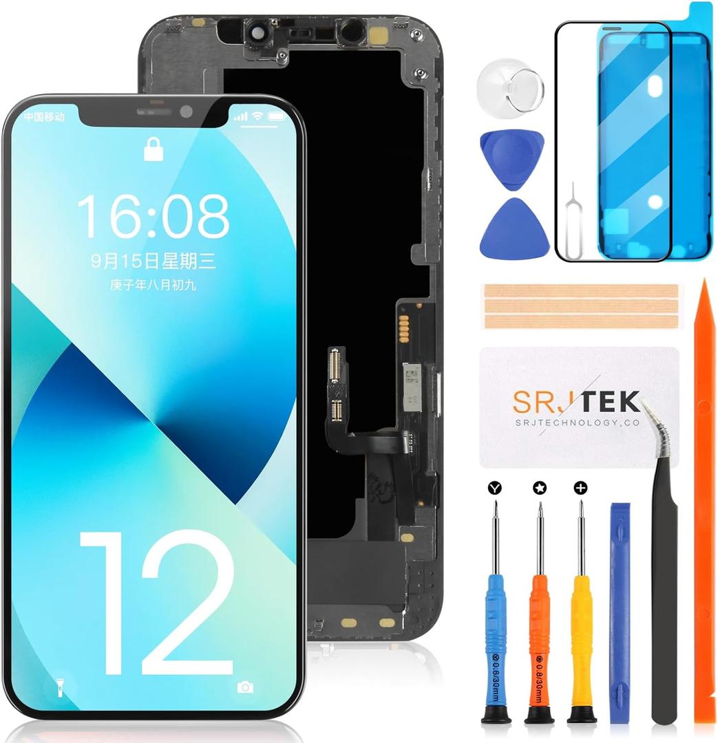 SRJTEK For iphone 12/12 Pro incell Screen Replacement Repair Touch Panel Set for 6.1 inch Models LCD Display Touch Screen Digitizer Repair Parts with Tools