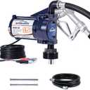 12V Fuel Transfer Pump 15 GPM Transfer Tank Pump with Manual Nozzle & Hose