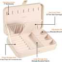 LANDICI Small Jewelry Box for Women Girls, PU Leather Travel Jewelry Case, Portable Jewelry Organizer Storage Holder Display for Ring Earrings Necklace Bracelet Brooch Men Kids Gift, Apricot