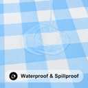 Smiry Rectangle Picnic Table Cloth, Elastic Waterproof Fitted Vinyl Tablecloths, Flannel Backed Buffalo Plaid Table Covers for Dining, Camping, Outdoor (Baby Blue and White, 30" x 60")