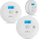 3 Packs Smoke and Carbon Monoxide Detector Powered by Battery, Portable Smoke Detector Carbon Monoxide Detector Combo with Large LCD Display, Fire Alarm Smoke Detector for Home, Kitchen