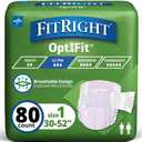 FitRight Extra-Stretch Heavy Absorbency Adult Diapers, FSA/HSA Eligible,80 Count, Waist Size 30"-52" ,M/L, Incontinence Briefs for Men and Women, Disposable, Moisture Wicking, Leak Protection (XL)