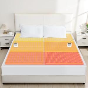 Almah Electric Heated Mattress Pad King,6-Zone Fast Heating Bed Warmer